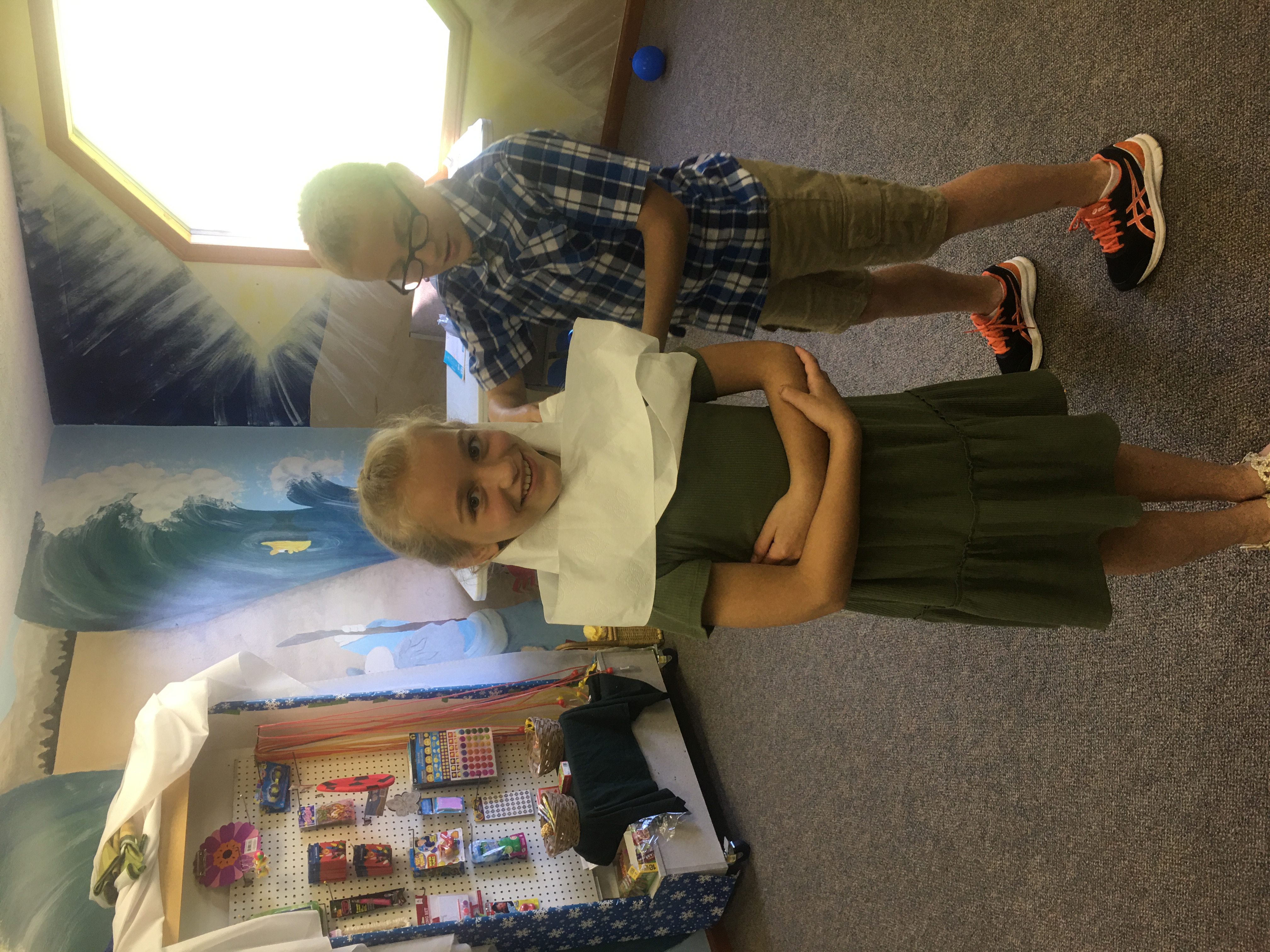 Two children interacting during a Kids Ministry lesson activity